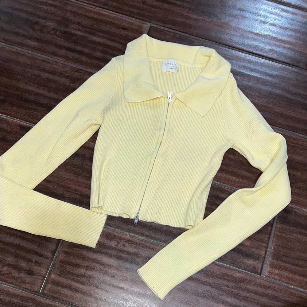 Yellow Ribbed Women's Sweater - Picture 2 of 6